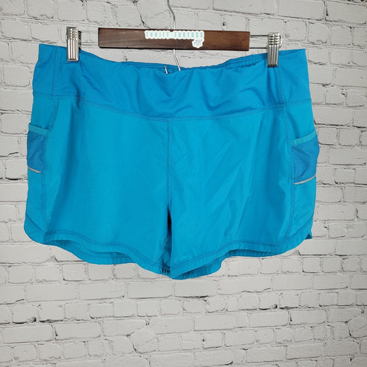 Athleta Blue Lightweight Stretch Built In Panty Lined Athletic Shorts Large L