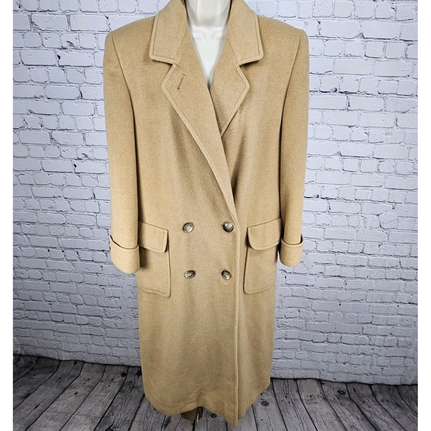 VTG Regency Bergdorf Goodman Tan 100% Pure Camel Hair Pea Coat USA 8