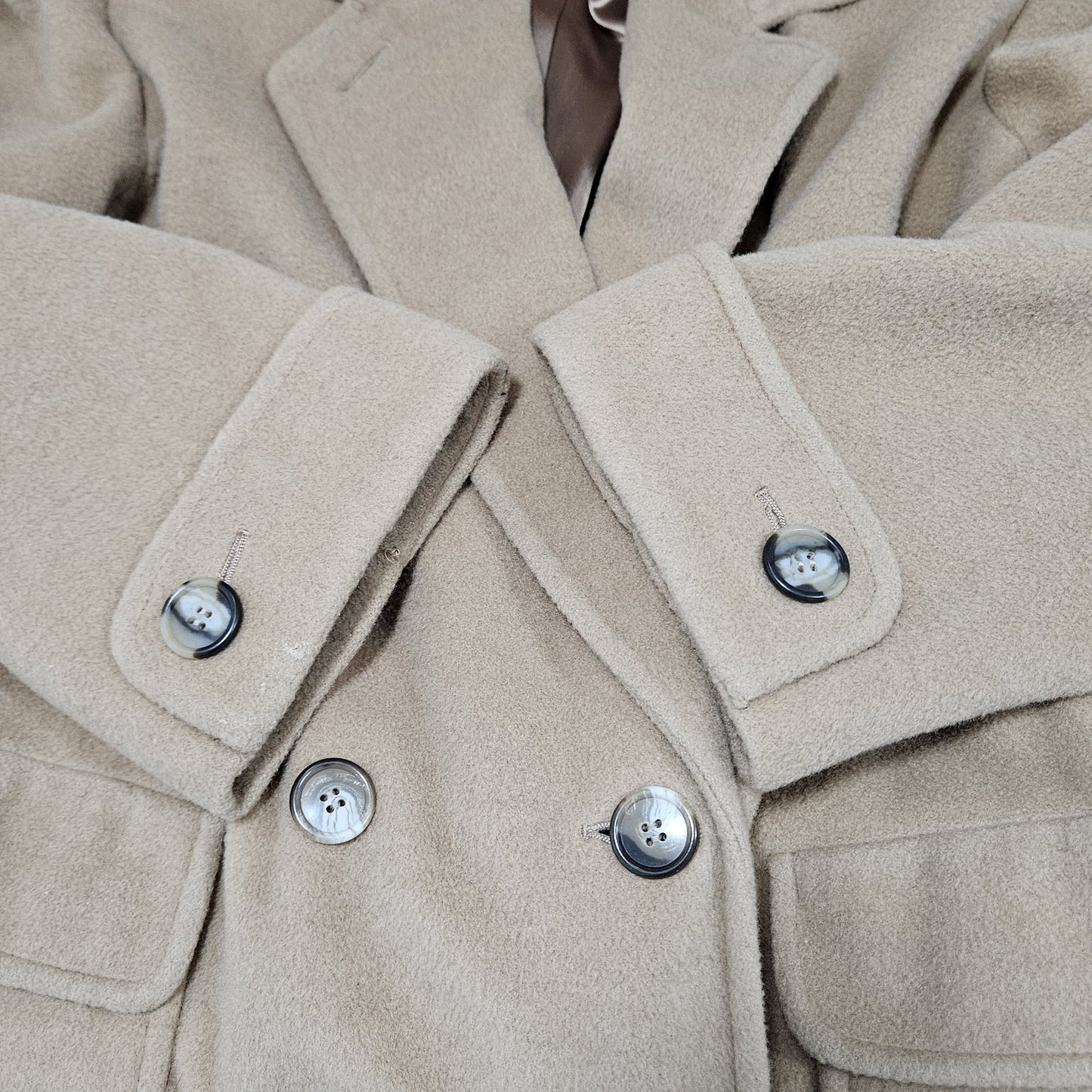 VTG Regency Bergdorf Goodman Tan 100% Pure Camel Hair Pea Coat USA 8