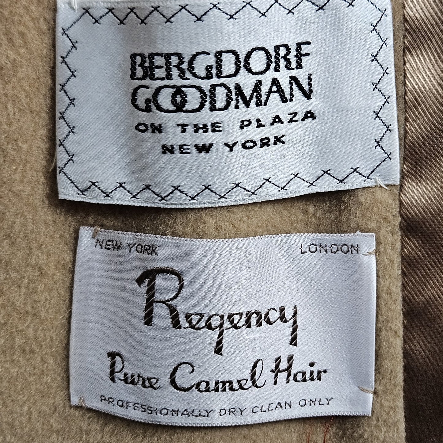 VTG Regency Bergdorf Goodman Tan 100% Pure Camel Hair Pea Coat USA 8