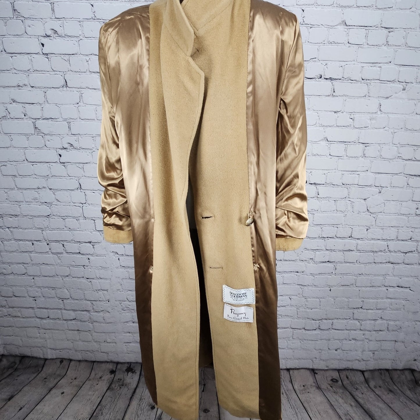 VTG Regency Bergdorf Goodman Tan 100% Pure Camel Hair Pea Coat USA 8