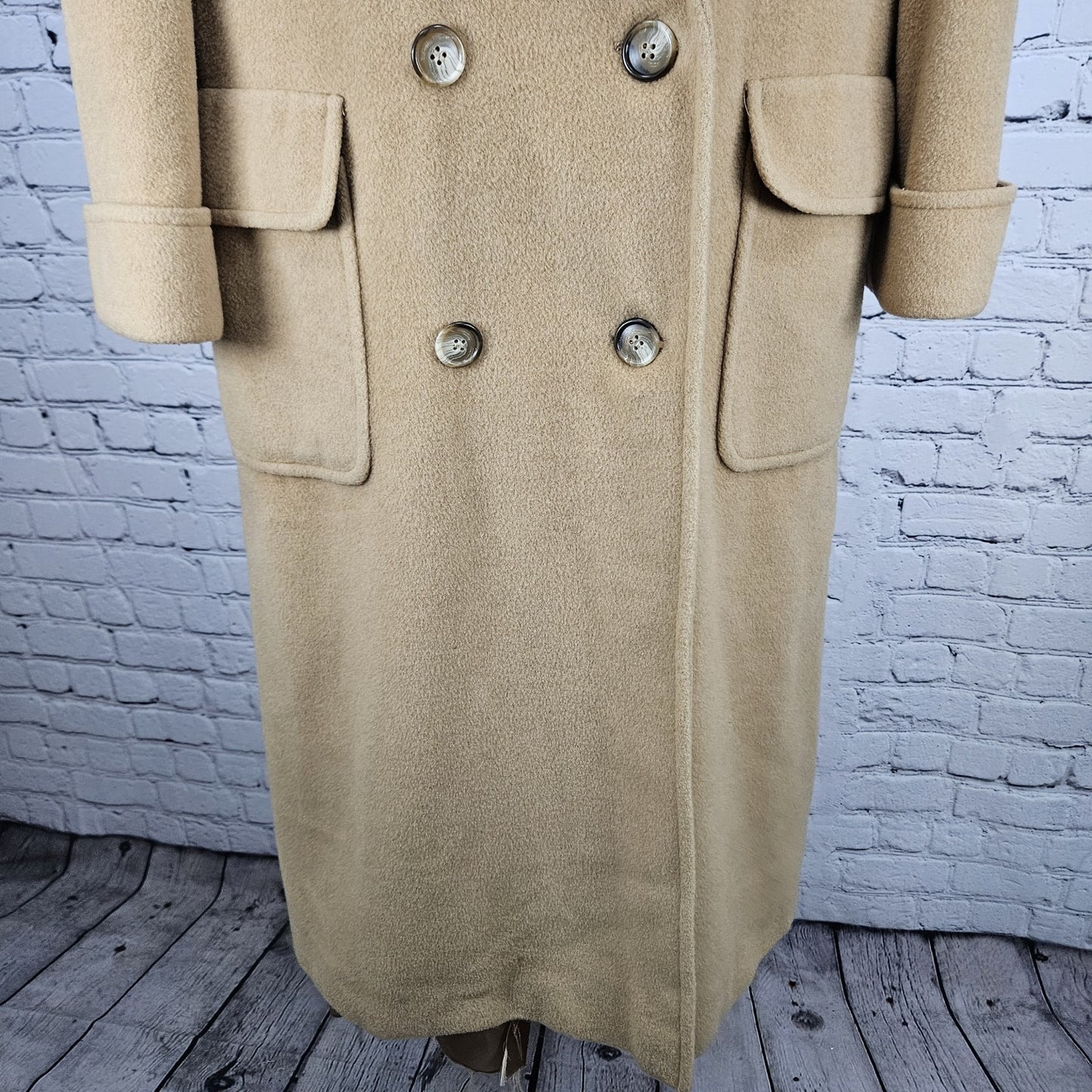 VTG Regency Bergdorf Goodman Tan 100% Pure Camel Hair Pea Coat USA 8