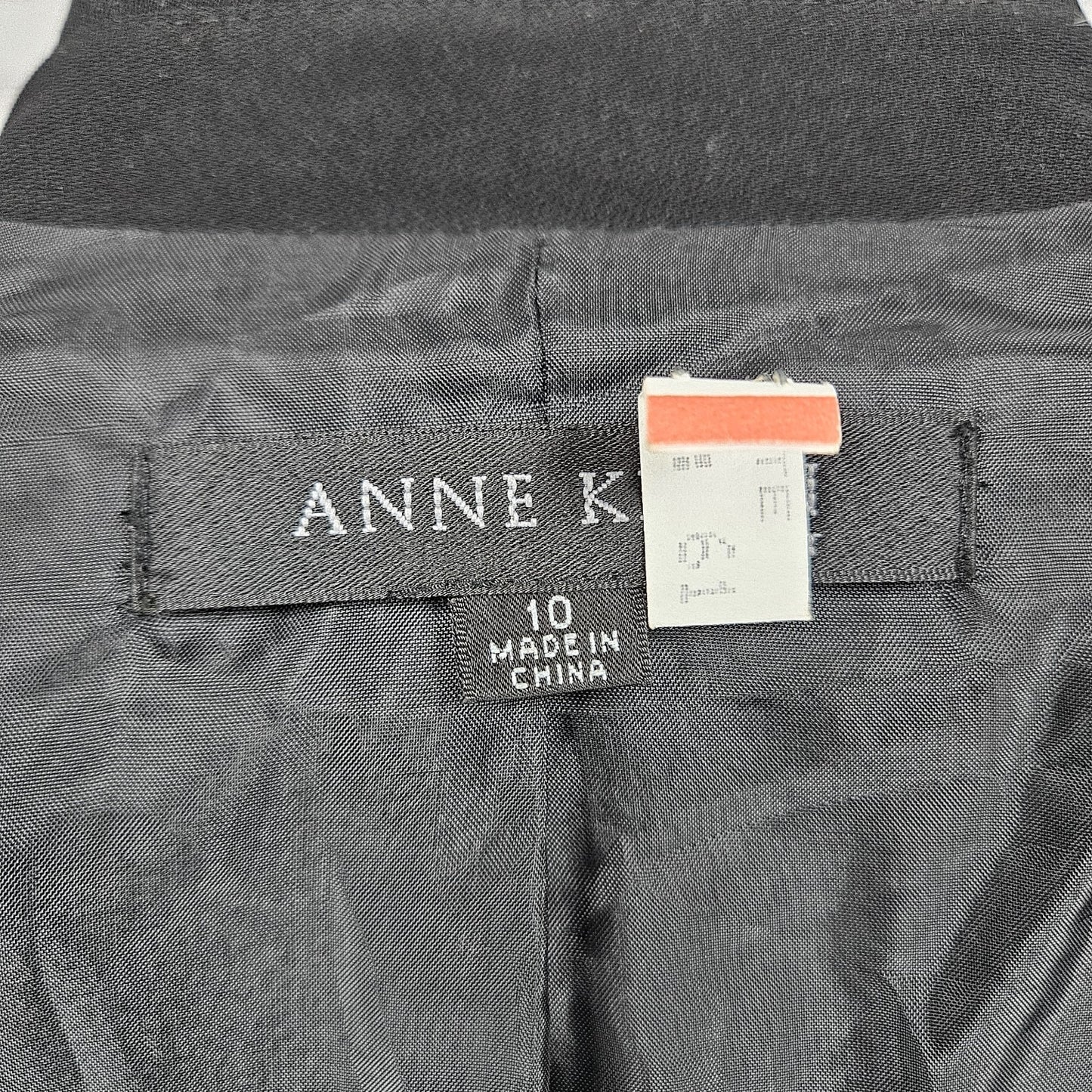 Anne Klein Suit Black 1 Button Ventless Peak Lapel Pockets Blazer Jacket 10