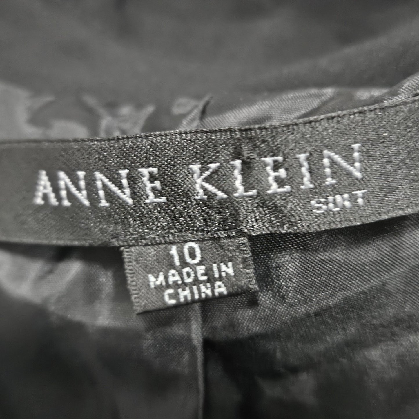 Anne Klein Suit Black 1 Button Ventless Peak Lapel Pockets Blazer Jacket 10