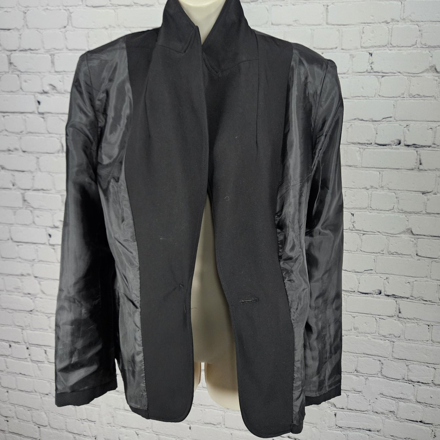 Anne Klein Suit Black 1 Button Ventless Peak Lapel Pockets Blazer Jacket 10