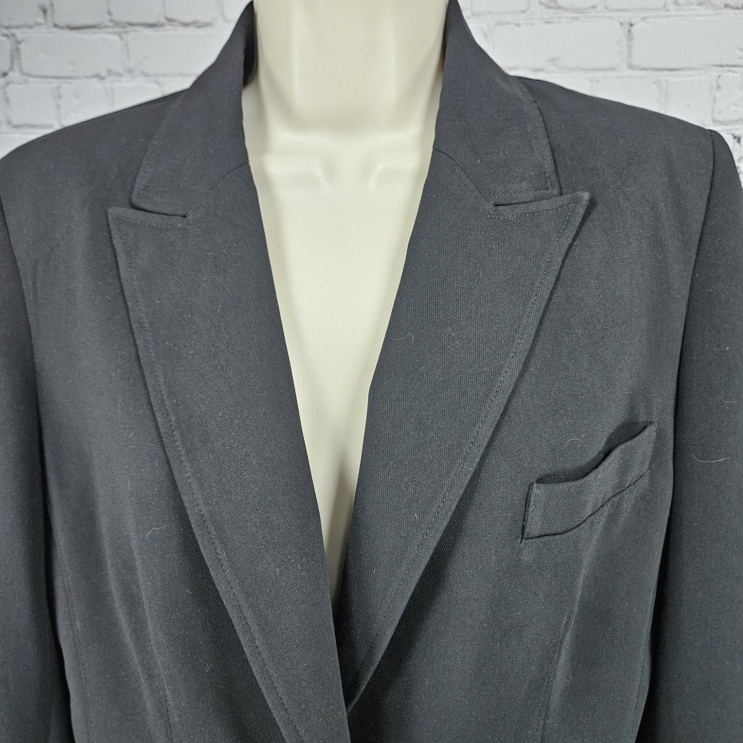 Anne Klein Suit Black 1 Button Ventless Peak Lapel Pockets Blazer Jacket 10