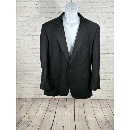 Jos A Bank Black 100% Wool Single Button Notch Tuxedo Suit Jacket Men’s 42R