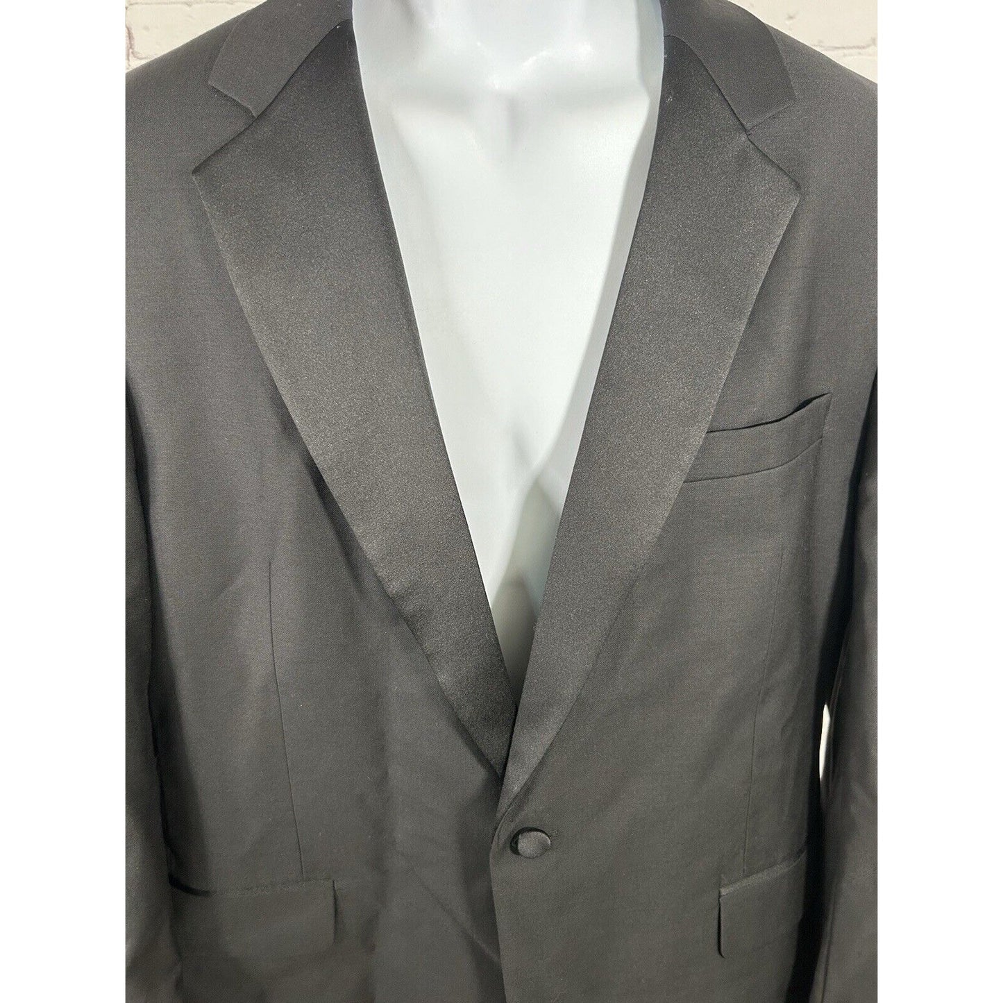 Jos A Bank Black 100% Wool Single Button Notch Tuxedo Suit Jacket Men’s 42R