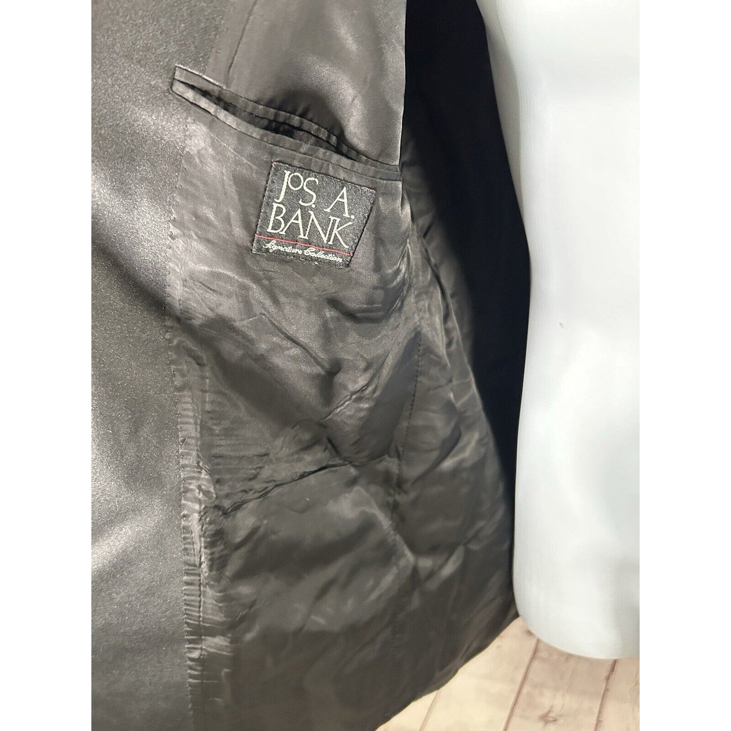 Jos A Bank Black 100% Wool Single Button Notch Tuxedo Suit Jacket Men’s 42R