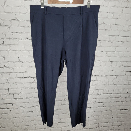 Vince Dark Blue Pleated Elastic Waist Pull On Stretch Crop Pants Size XL (35x25)