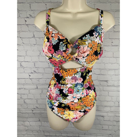NWOT CYN & LUCA Multicolor Floral Removable Pad Open Back One Piece Swimsuit 2XL