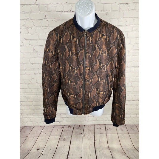 Wooyoungmi Reversible Navy Blue Snake Print Full Zip Bomber Jacket Men’s 50 L