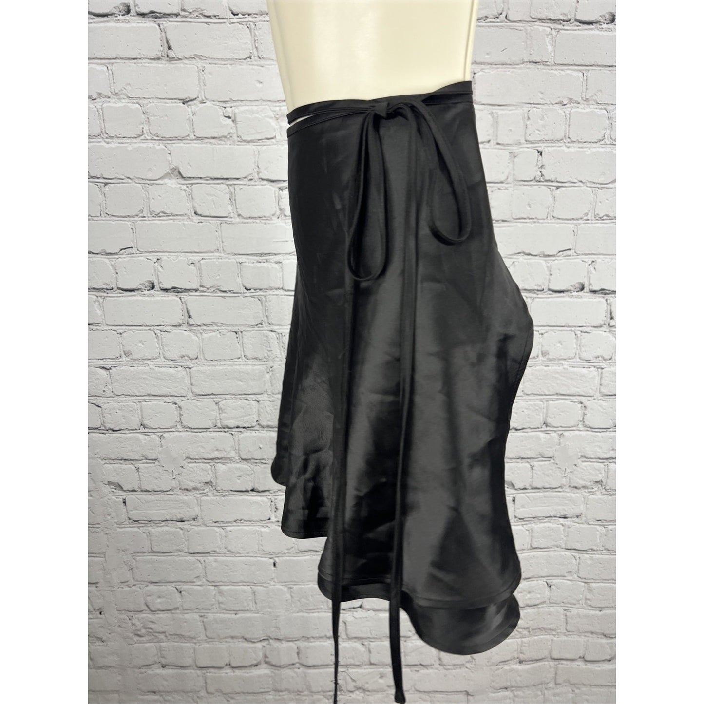 NWD Princess Polly Skylar Black Mini Wrap Satiny Short Skirt Size 6