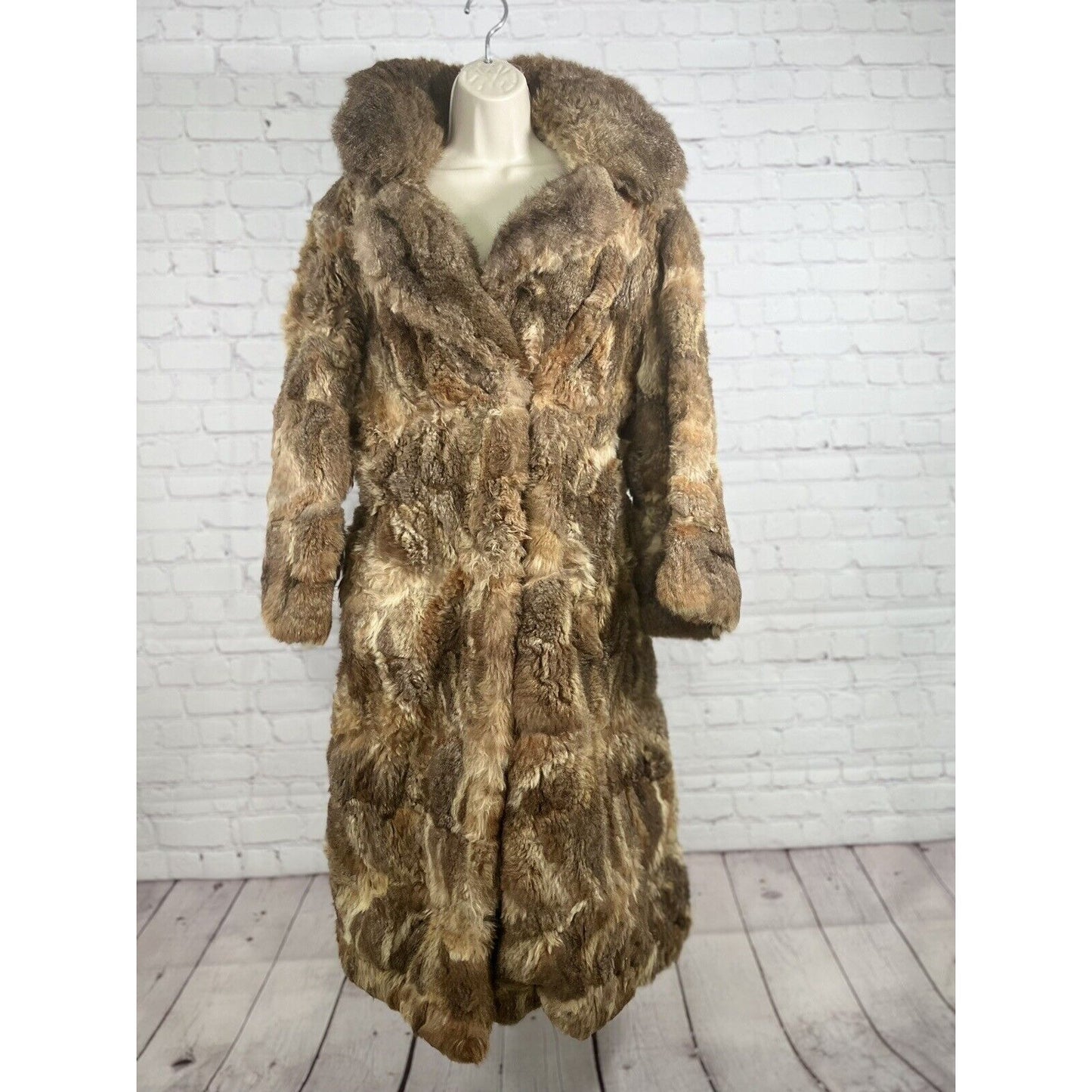 Vintage Stix, Baer & Fuller Light Brown Red Long Women’s Rabbit Fur Trench Coat