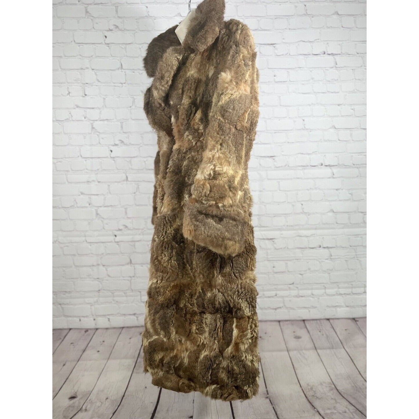 Vintage Stix, Baer & Fuller Light Brown Red Long Women’s Rabbit Fur Trench Coat