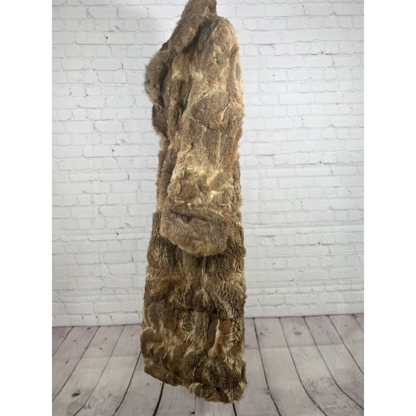 Vintage Stix, Baer & Fuller Light Brown Red Long Women’s Rabbit Fur Trench Coat