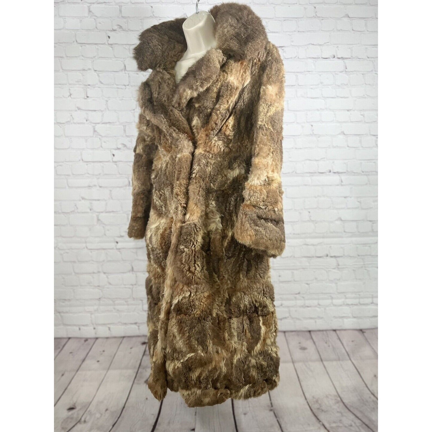 Vintage Stix, Baer & Fuller Light Brown Red Long Women’s Rabbit Fur Trench Coat