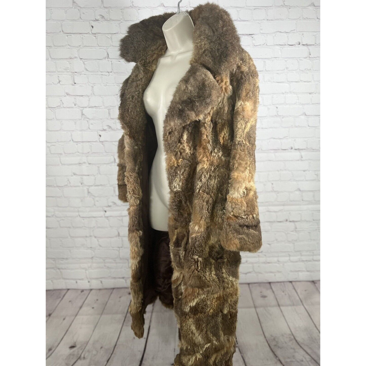 Vintage Stix, Baer & Fuller Light Brown Red Long Women’s Rabbit Fur Trench Coat