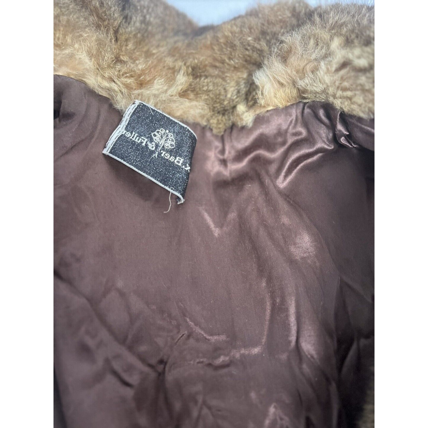 Vintage Stix, Baer & Fuller Light Brown Red Long Women’s Rabbit Fur Trench Coat