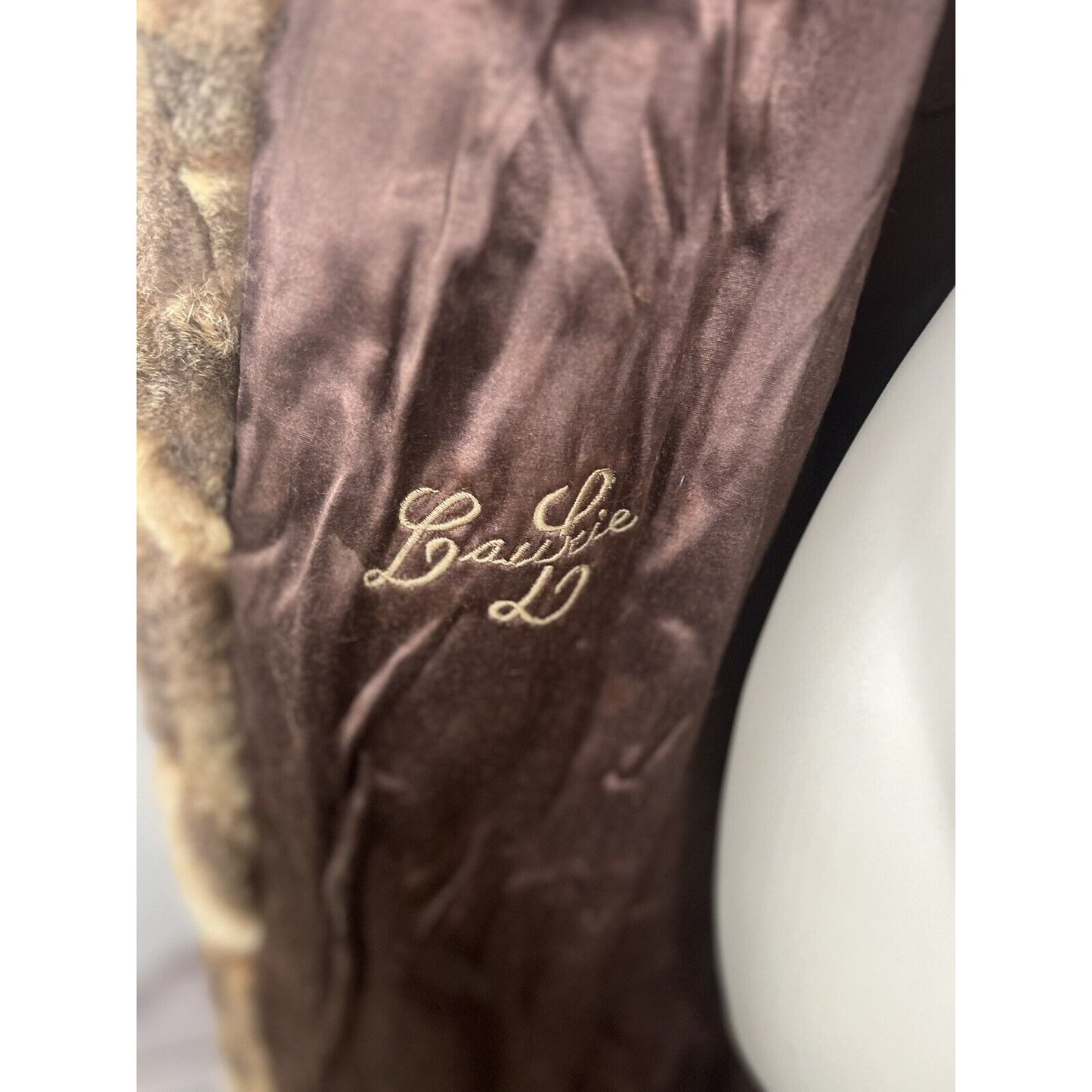Vintage Stix, Baer & Fuller Light Brown Red Long Women’s Rabbit Fur Trench Coat