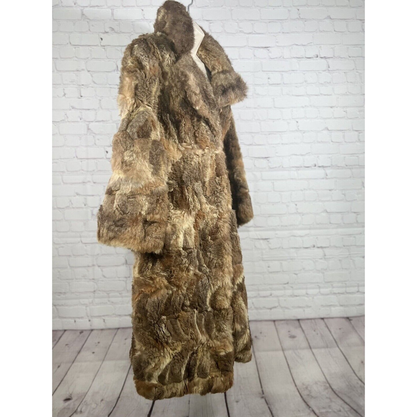 Vintage Stix, Baer & Fuller Light Brown Red Long Women’s Rabbit Fur Trench Coat