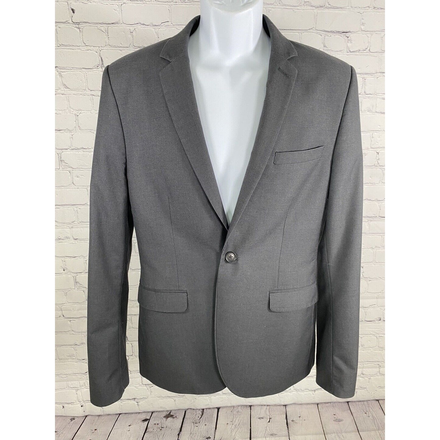 Topman Gray Single Button Notch Lapel Blazer Sport Coat Jacket 38R