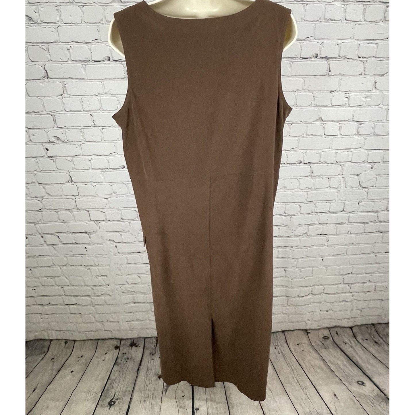 Cambridge Country Brown Sleeveless V Neck Cargo Pocket Shift Dress Size Large L