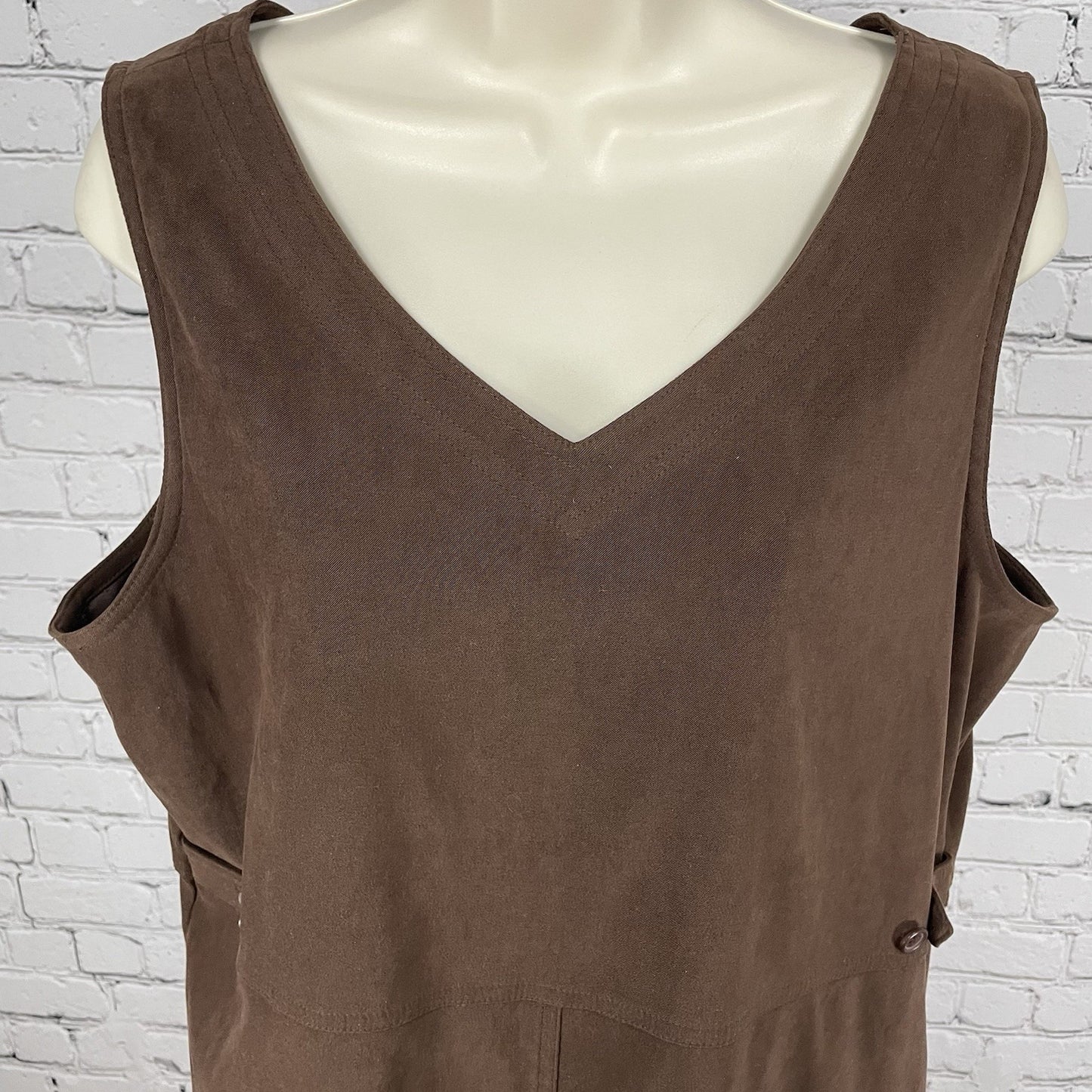 Cambridge Country Brown Sleeveless V Neck Cargo Pocket Shift Dress Size Large L
