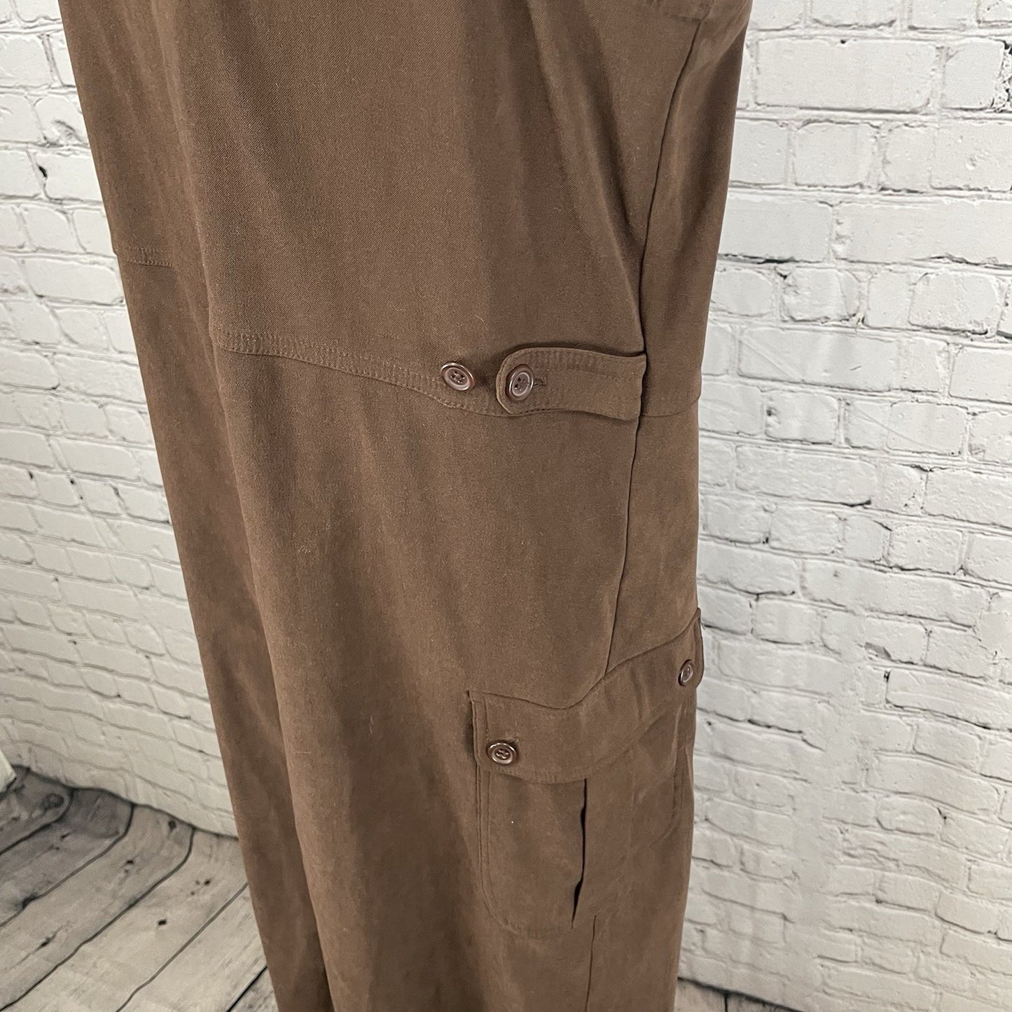 Cambridge Country Brown Sleeveless V Neck Cargo Pocket Shift Dress Size Large L