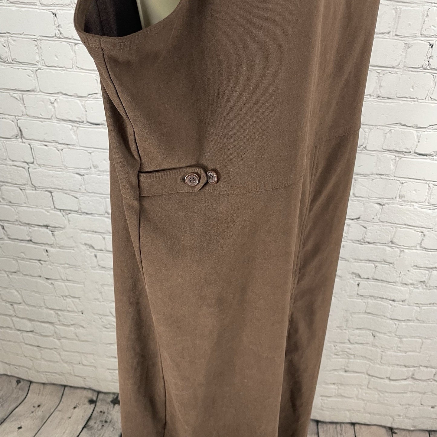 Cambridge Country Brown Sleeveless V Neck Cargo Pocket Shift Dress Size Large L