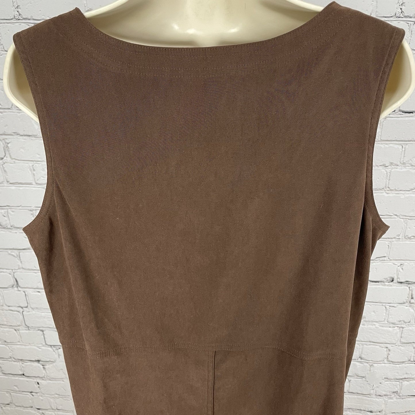 Cambridge Country Brown Sleeveless V Neck Cargo Pocket Shift Dress Size Large L