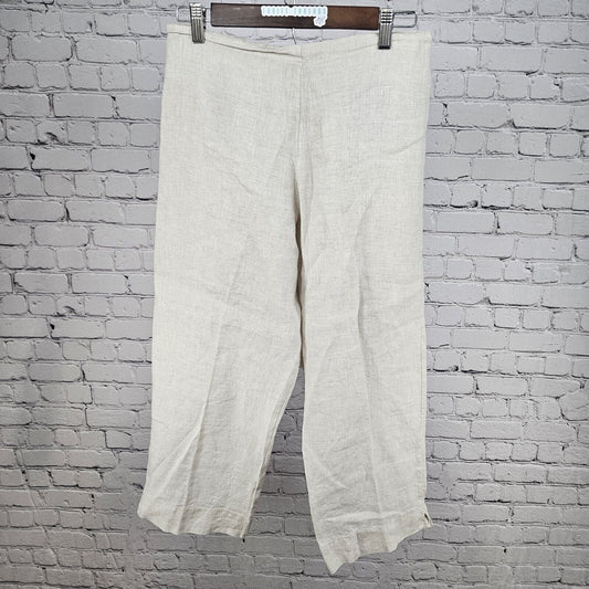 Bryn Walker Linen Light Weight Semi Sheer Pants Creme Wide Leg Size Small S