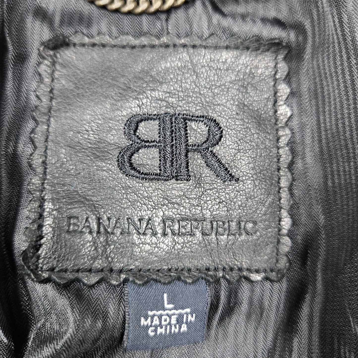 Banana Republic Black Genuine Leather Shearling Lamb Fur Collar Jacket Large L