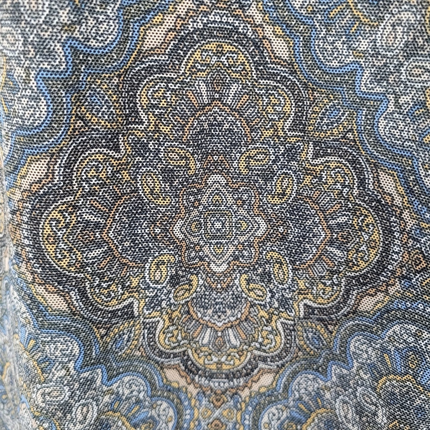 NWT Ellen Weaver Tan & Blue Print Off Shoulder Stretch Lined Maxi Dress Size 3X