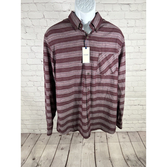 NWT ROWM Multicolored Maroon Striped Long Sleeve Button Down Shirt Men’s L