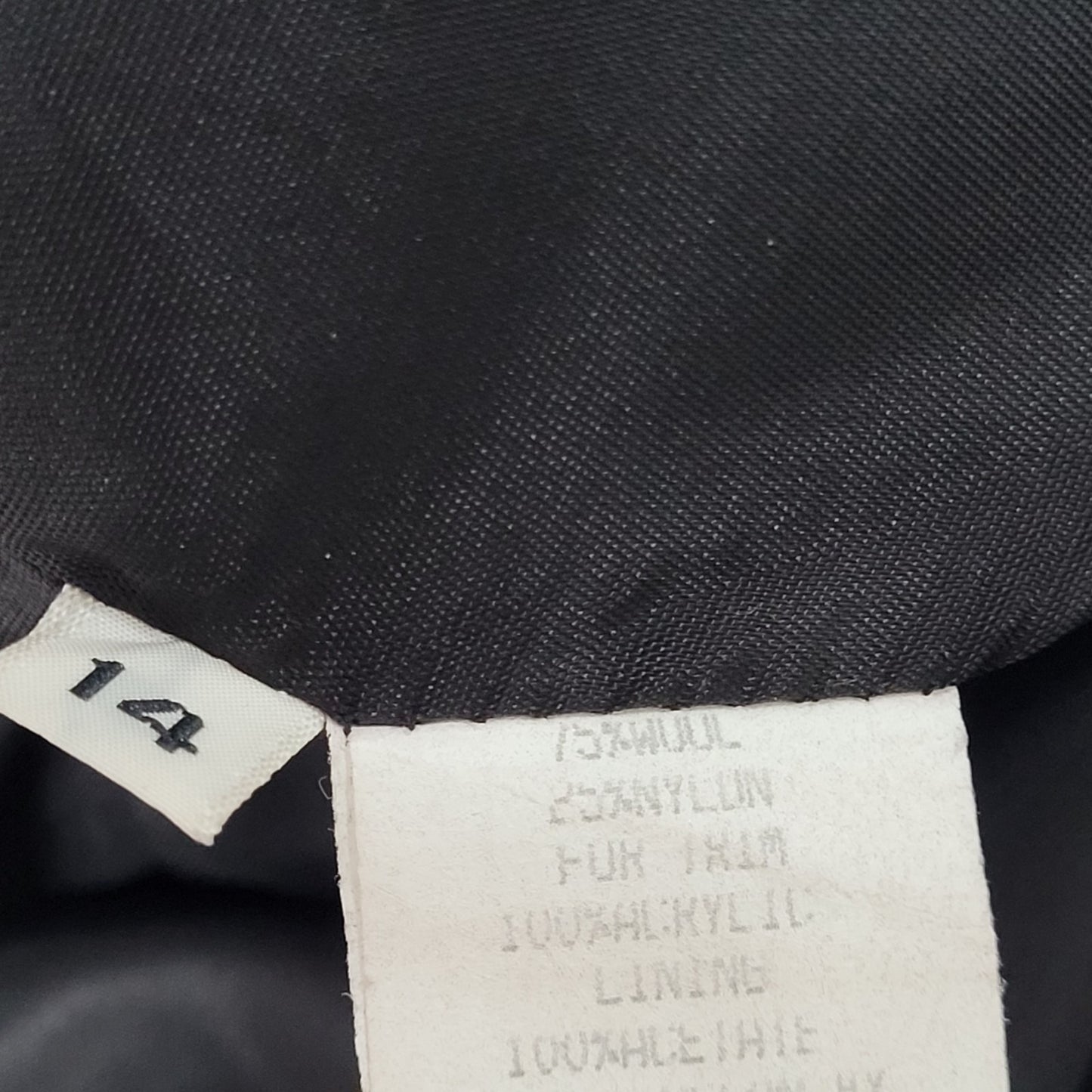 VTG Portrait Black Wool Blend Faux Fur Trim Buttoned Lined Over Coat Size 14