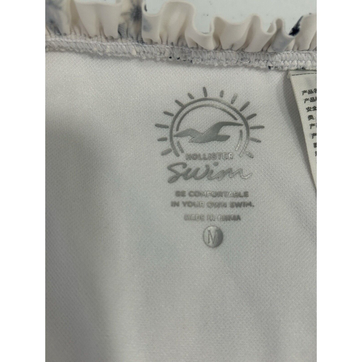 Hollister White Blue Butterfly Waist High Rise Swim Bottoms Size Medium M
