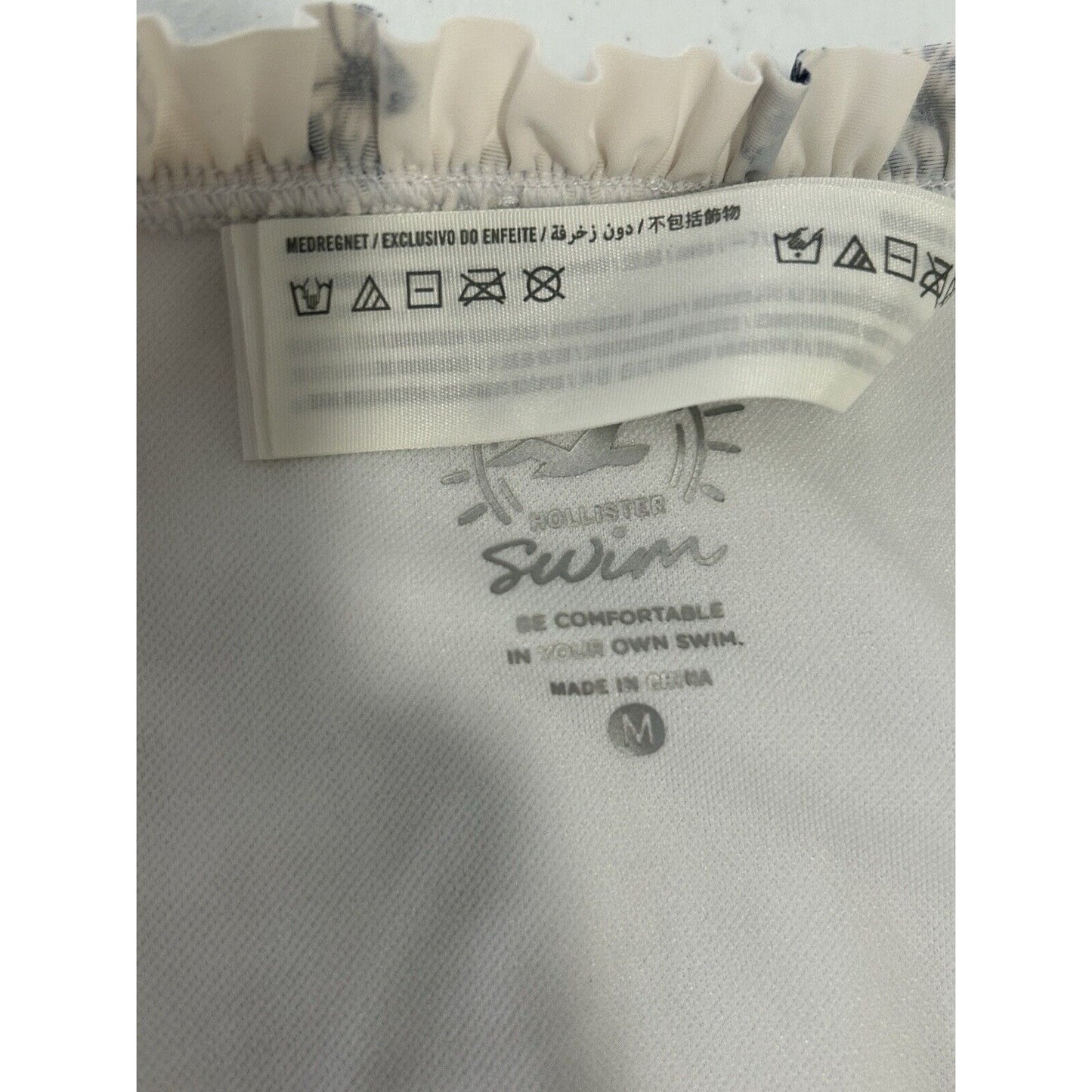 Hollister White Blue Butterfly Waist High Rise Swim Bottoms Size Medium M