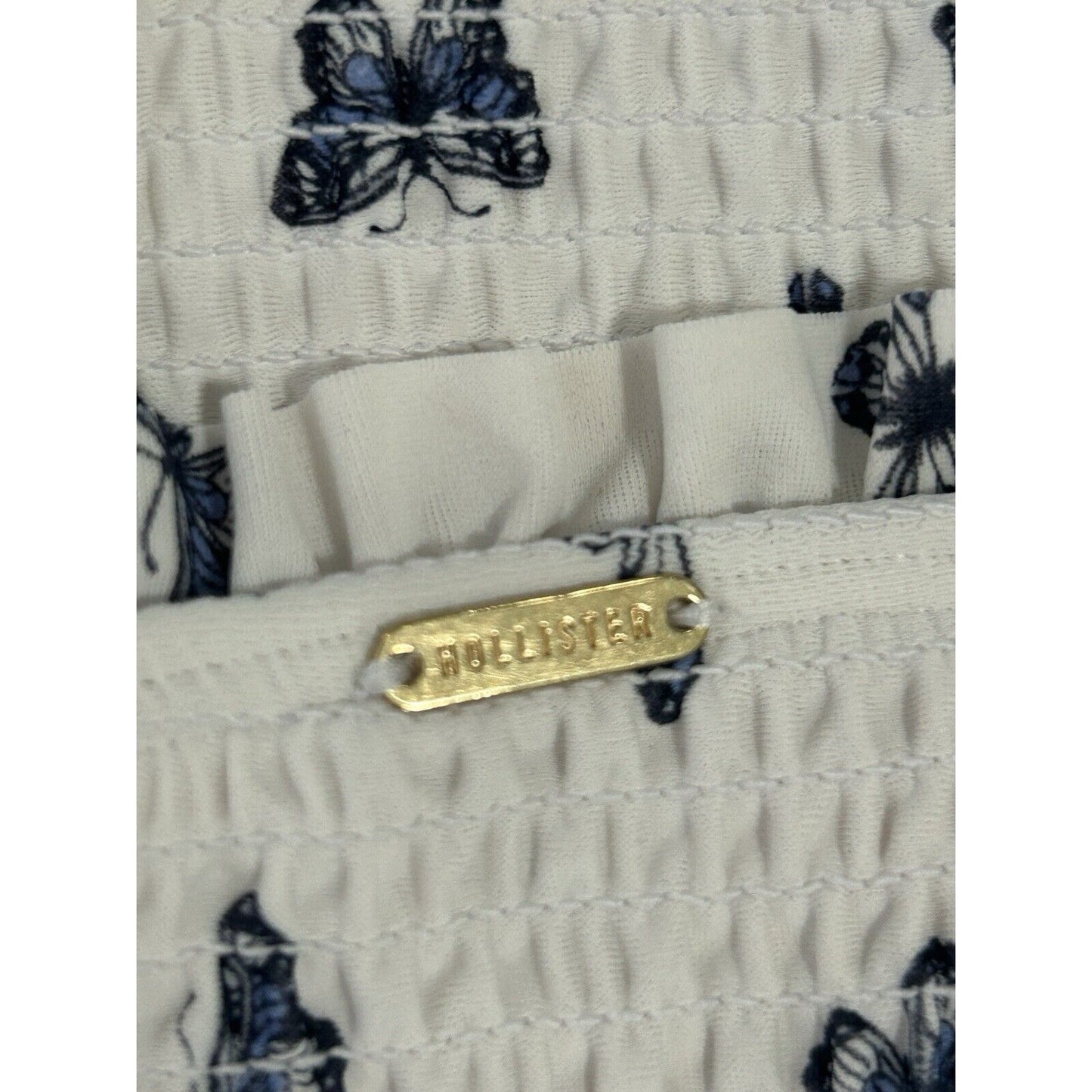 Hollister White Blue Butterfly Waist High Rise Swim Bottoms Size Medium M