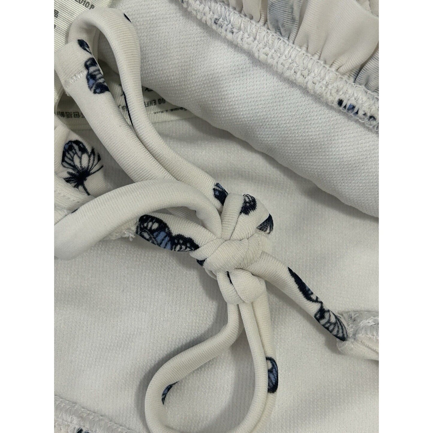 Hollister White Blue Butterfly Waist High Rise Swim Bottoms Size Medium M