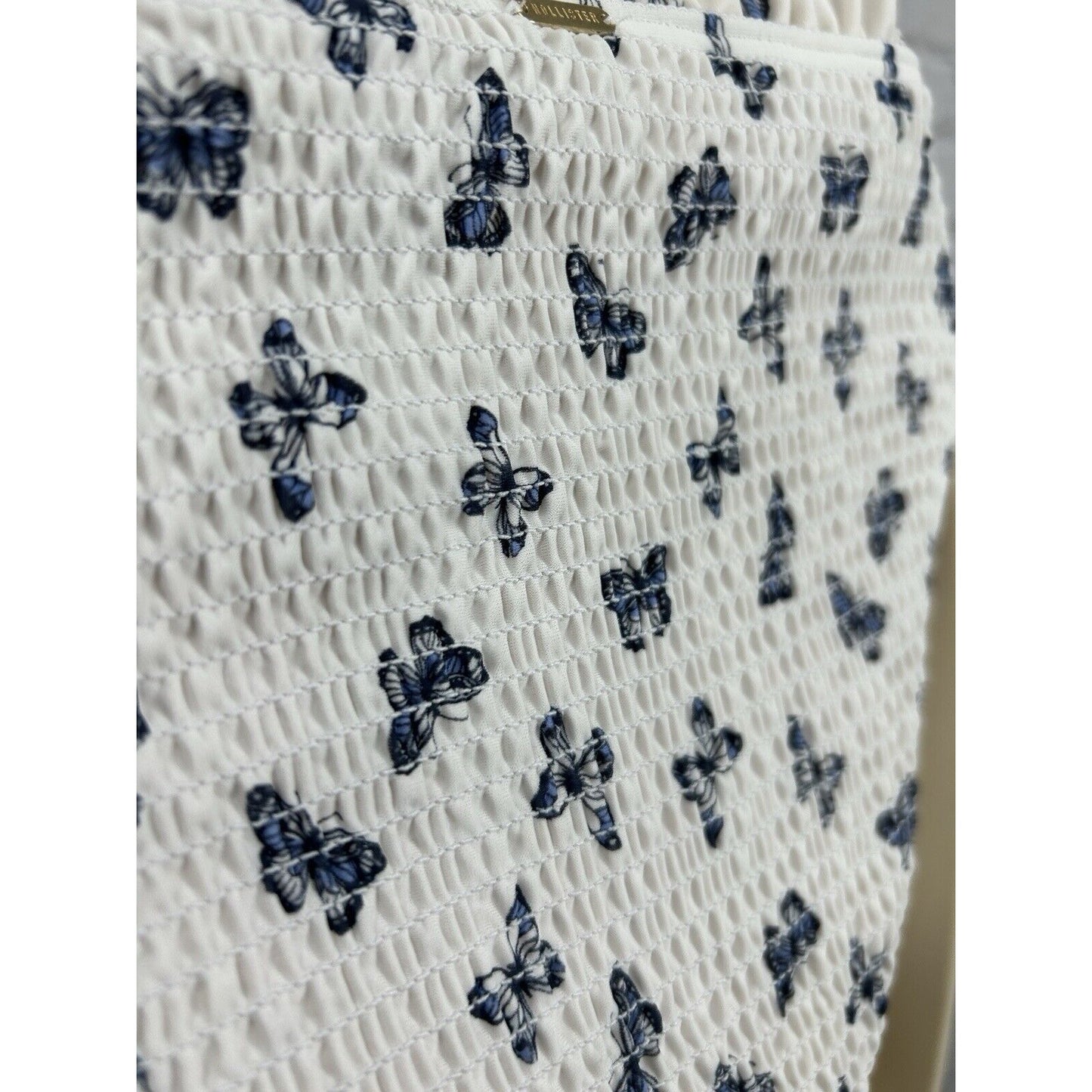 Hollister White Blue Butterfly Waist High Rise Swim Bottoms Size Medium M