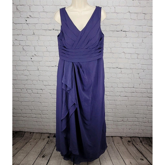 Azazie Purple Chiffon Pleated Bodice Sleeveless Bridesmaid Size Medium M