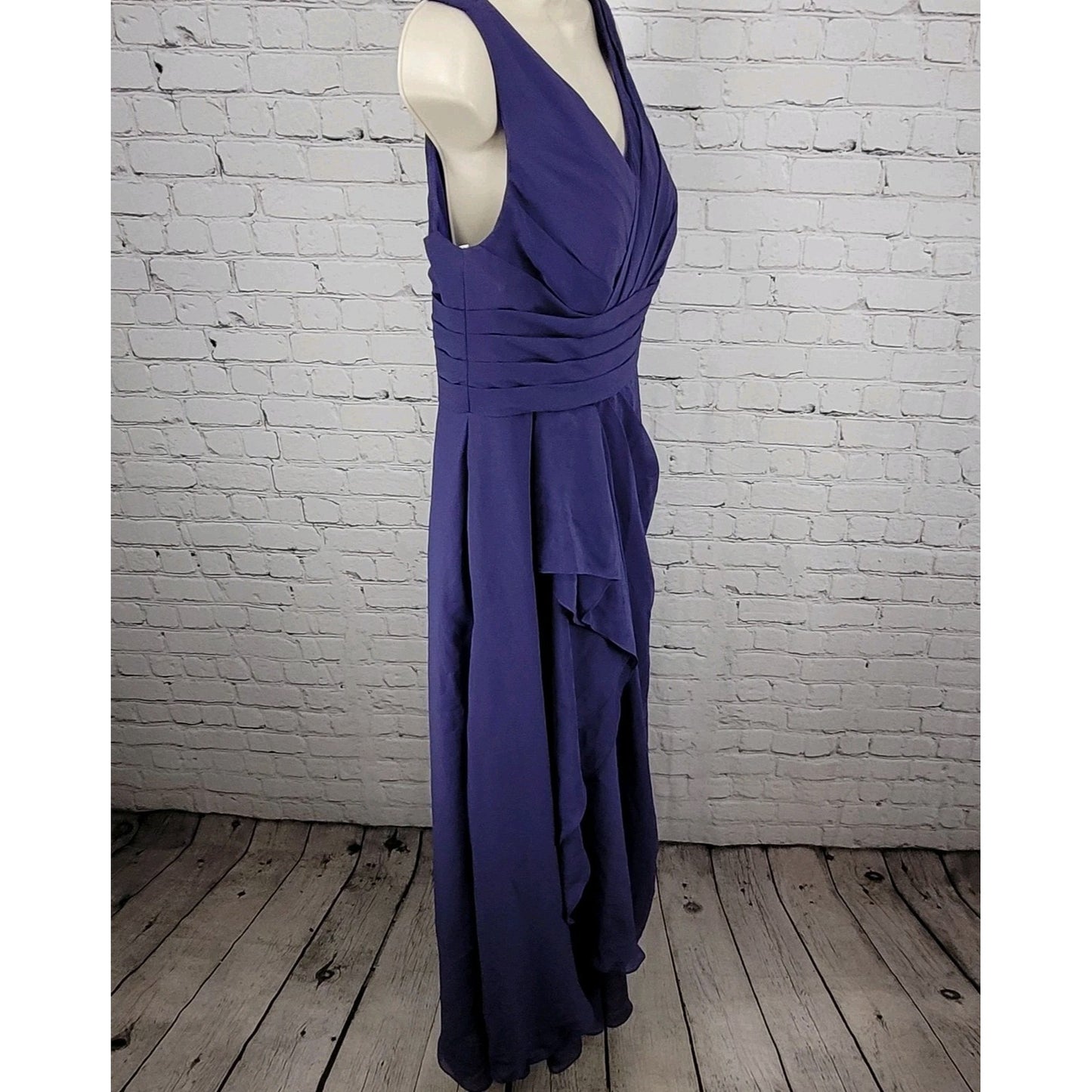 Azazie Purple Chiffon Pleated Bodice Sleeveless Bridesmaid Size Medium M