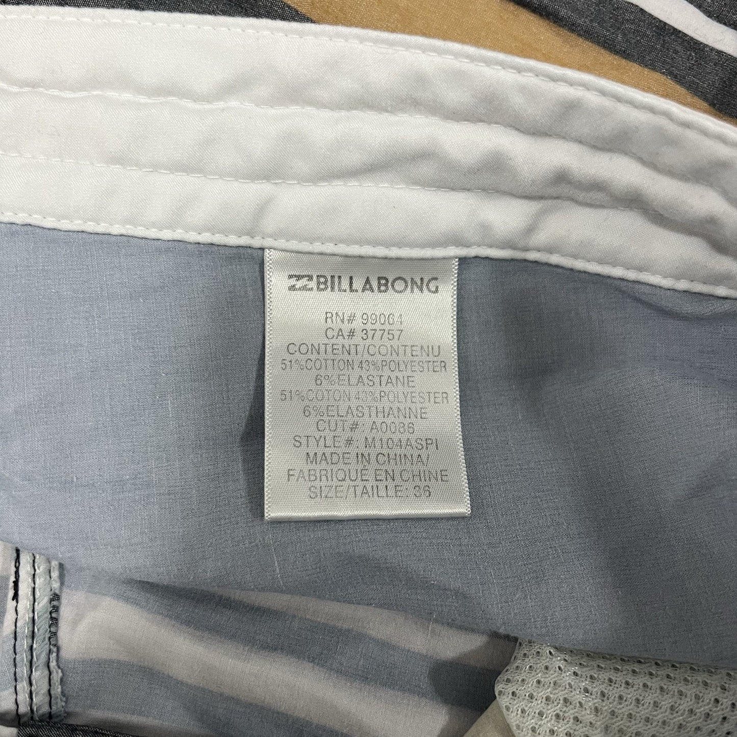 Billabong Grey Striped Boardshorts Swim Shorts Unlined Men’s 36 (36x9)