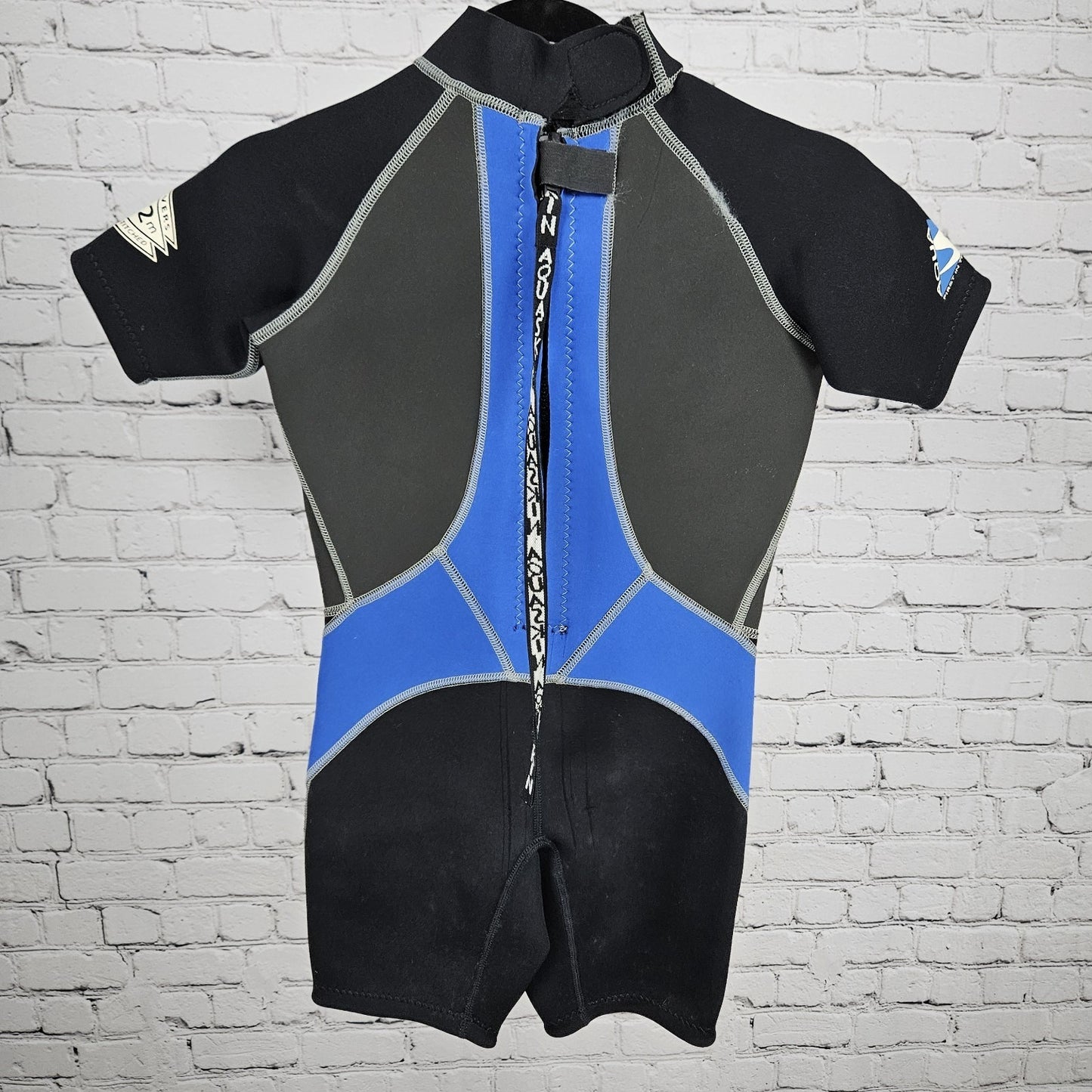 Aqua Skin Black Titanium 3.2mm US Divers Shorty Springsuit Wetsuit Youth Small S