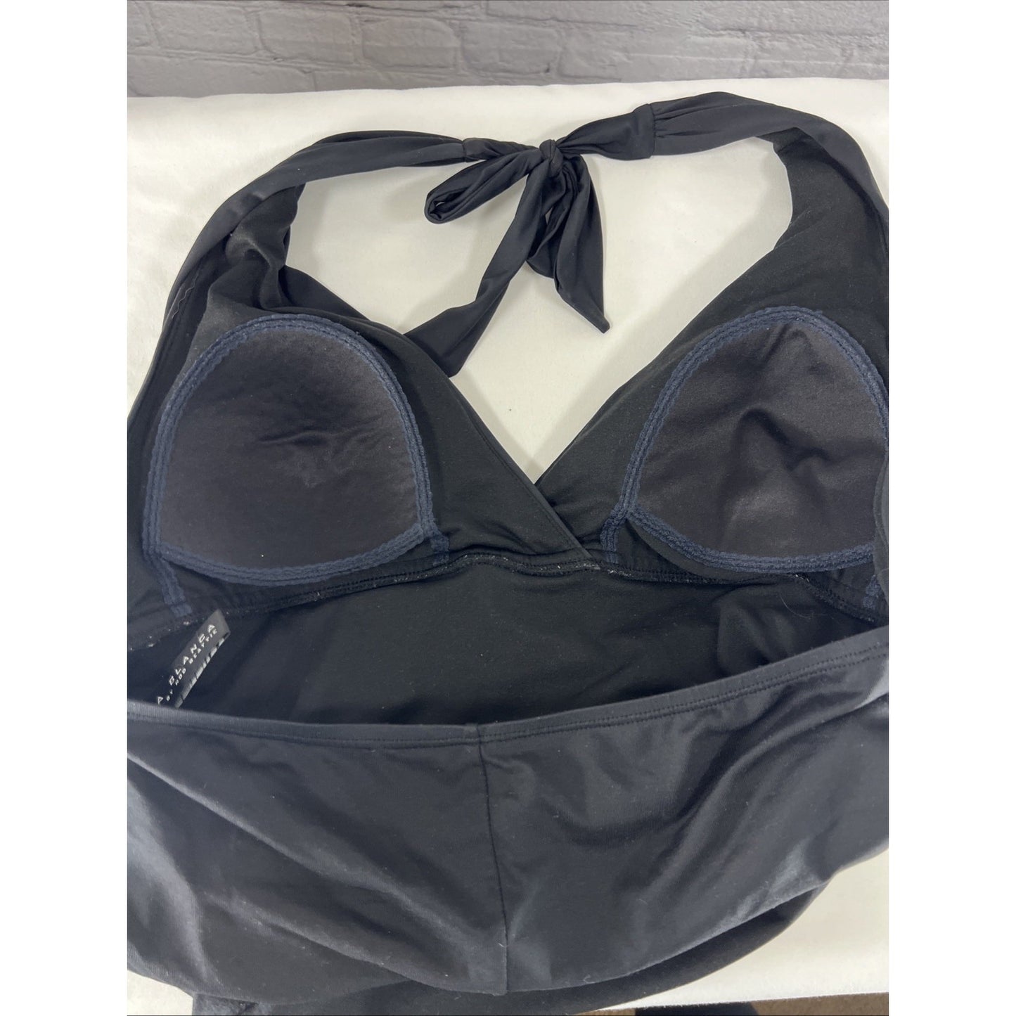 La Blanca Black Ruched Halter Lined Slimming Lightly Padded 1 Piece Swimsuit 14