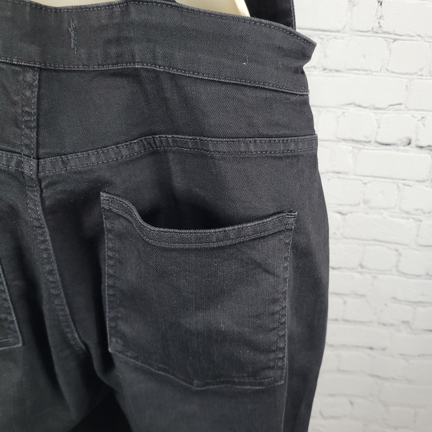 Madewell Black Denim Raw Hem Straight Leg Side Zip Jean Overalls Jumper Large L