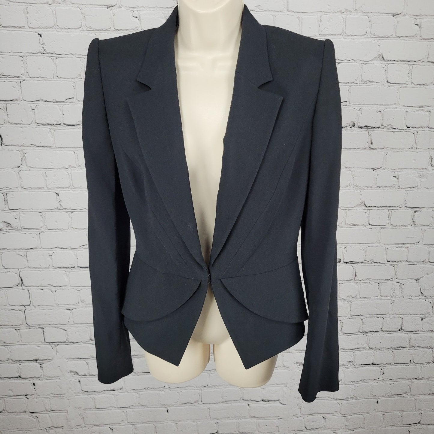 Viktor & Rolf Black Stretch Peak Blazer Suit Jacket Italy Made Size 42 US 6