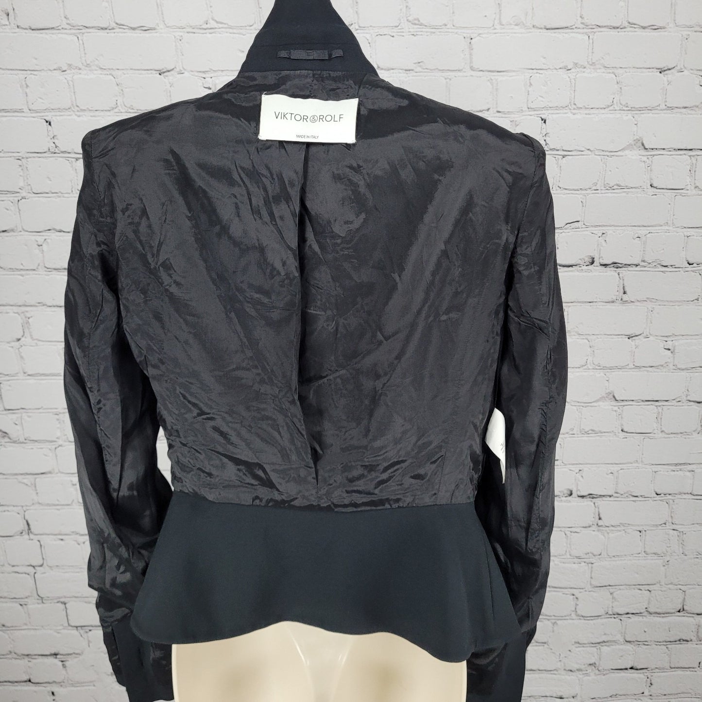 Viktor & Rolf Black Stretch Peak Blazer Suit Jacket Italy Made Size 42 US 6