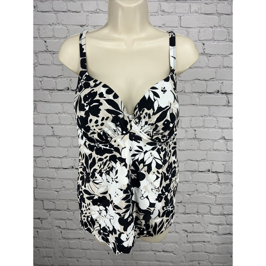 NWD Swimsuits For All Black Tan Floral Tankini Swim Top Underwire 36D